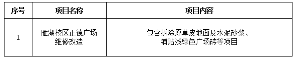 太阳成集团官方网站雁湖校区正德广场维修改造项目二次招标公告